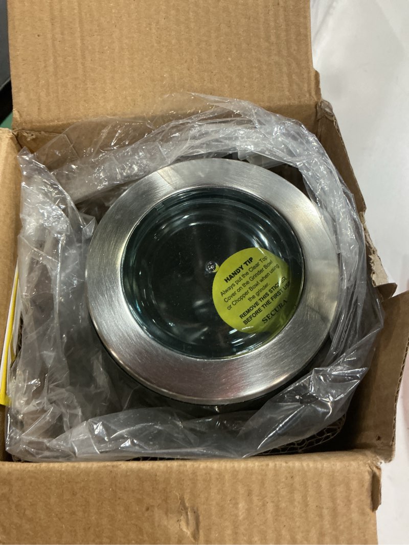 Condition photo showing As Is for secura electric coffee grinder and spice grinder with 1 stainless steel blades removable bowl 1 removable bowl