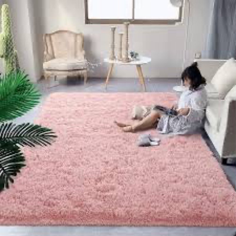 Shag Area Rug for Bedroom 4x6,Pink Fluffy Area Rugs for Living Room,Soft Fuzzy Rug Non-Shedding Indo