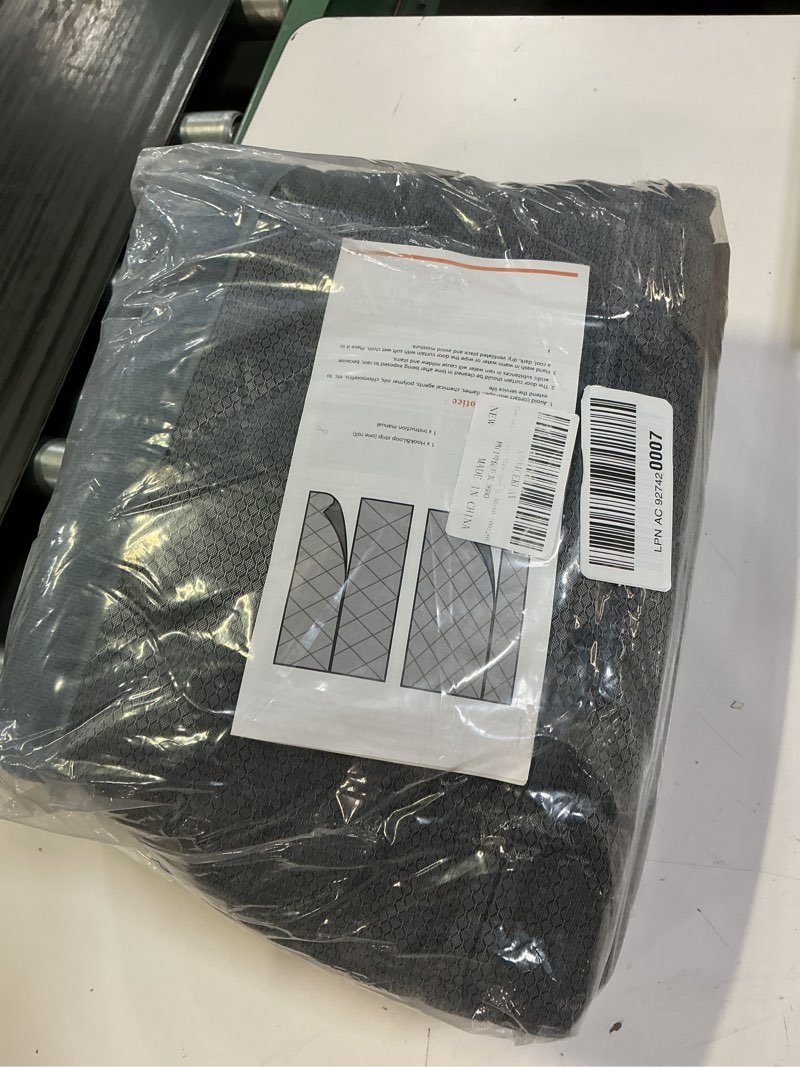 Condition photo showing New/Like New for thermal door curtain fits doors size 36"x80"?curtain size 39"x82", magnetic insulated curtain side open keep warm in winter cool in summer,diamond pattern,gray 36" x 80" side open gray