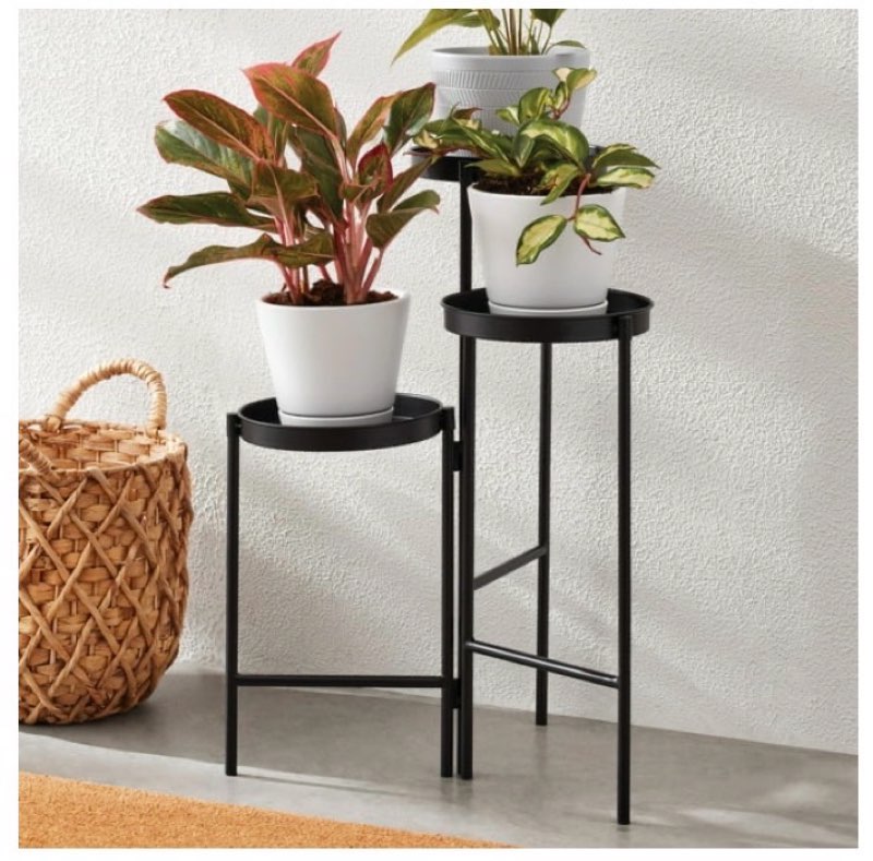 mainstays black metal 3 tier plant stand