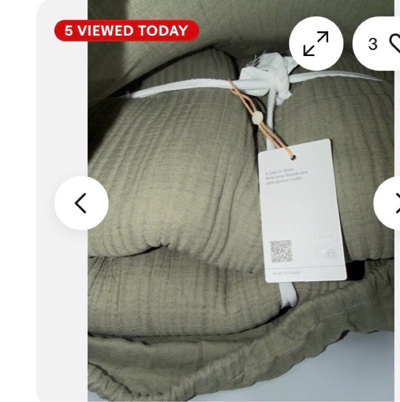 quince-airy gauze duvet cover set - cotton-olive green- twin-new