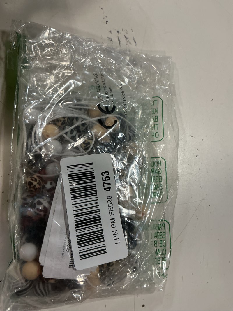Condition photo showing Good Condition for 121pcs silicone beads 12mm necklace silicone beads keychain earring making leopard cow print silicone round beads and 15mm round shaped beads for jewellery making diy crafting