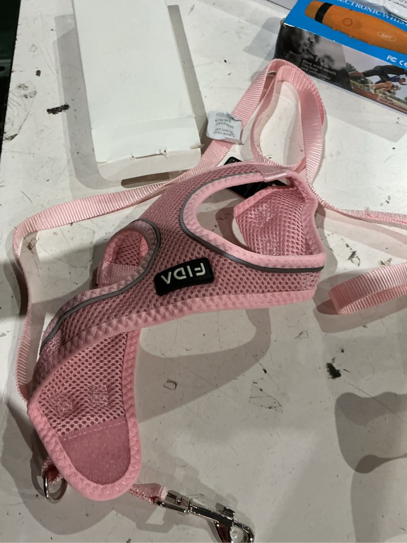 Condition photo showing Good Condition for fida comfy dog harness with leash, soft puppy vest escape proof, breathable lightweight soft mesh, adjustable reflective step-in harness for extra-small dogs (xs, pink) xs (neck:12.2"-13"; girth:14.2"-16.1") pink