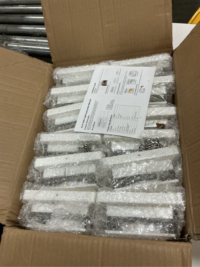 Condition photo showing New/Like New for solar post cap lights, 12-pack upgraded outdoor deck fence post solar lights for 4x4 5x5 wood/vinyl posts, ip65 waterproof, 10-12 hours warm white glow for garden/patio/porch - white white 12 pack warm white