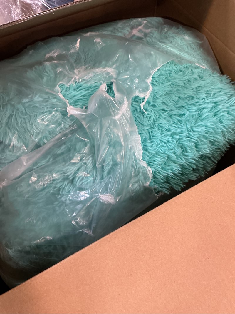 Condition photo showing Good Condition for Ompaa Teal Blue 8x10 Feet Large Area Rugs Fluffy Living Room Carpet, Wall to Wall Big Shag Turquoise Rug for Bedroom Kids Playroom Classroom Nursery Home Office Decor