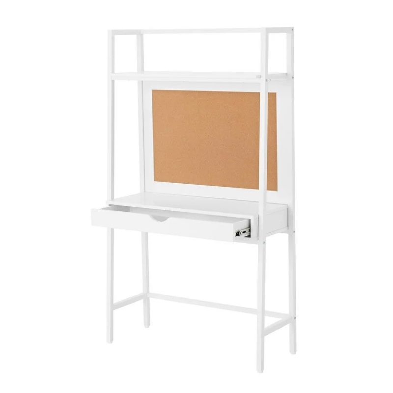 byo kids ladder desk with bulletin board, white