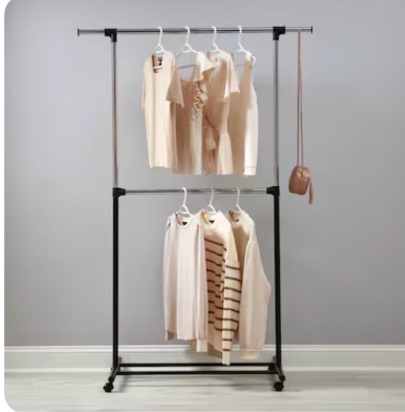  style selections garment rack chrome,black steel rolling clothing rack