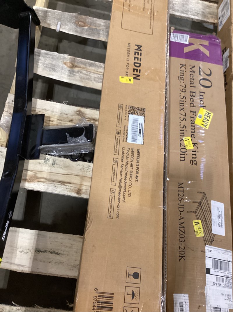 Condition photo showing New/Like New for MEEDEN Enlarged Heavy-Duty H-Frame Easel: Artist Solid Beech Wooden Studio Easel - Professional Painting Art Easel Stand with 4 Lockable Wheels & Leveling Bolts - Hold Canvas up to 86" H,Walnut