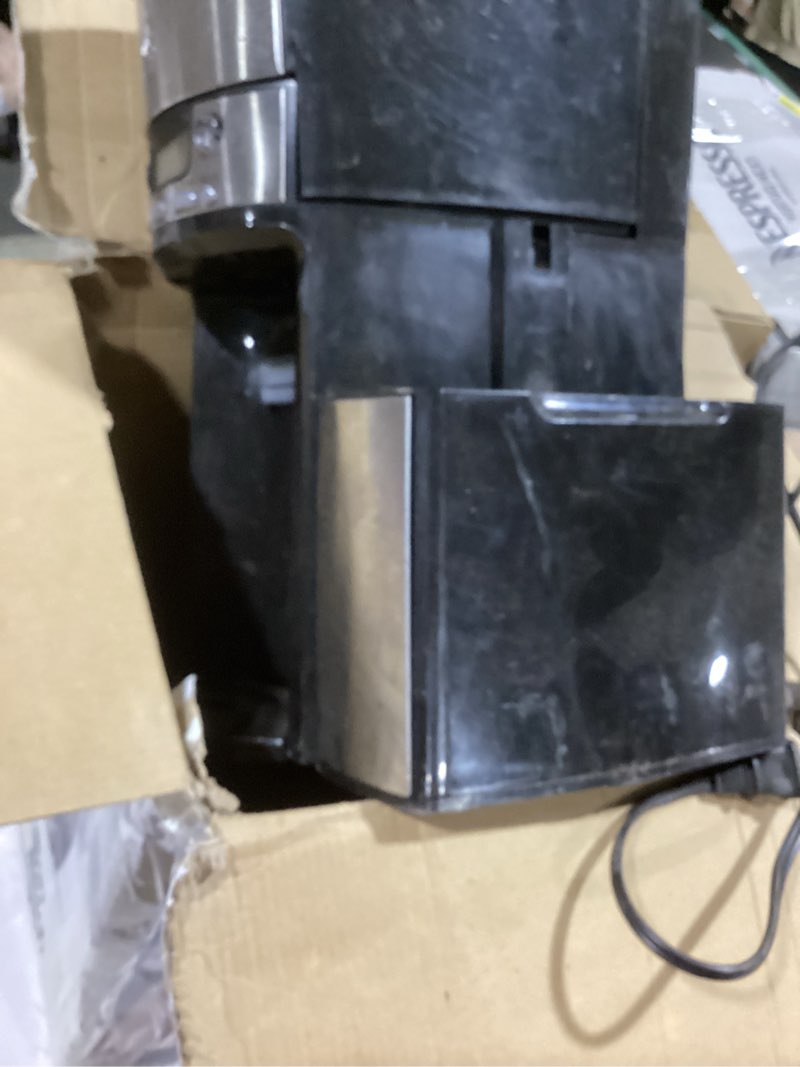 Condition photo showing As Is for Hamilton Beach One Press Programmable Dispensing 12 Cup Coffee Maker with Internal Coffee Pot, Stays Warm and Fresh for Hours, 60 oz. Removable Reservoir, Black & Stainless Steel (47950) Black and Silver