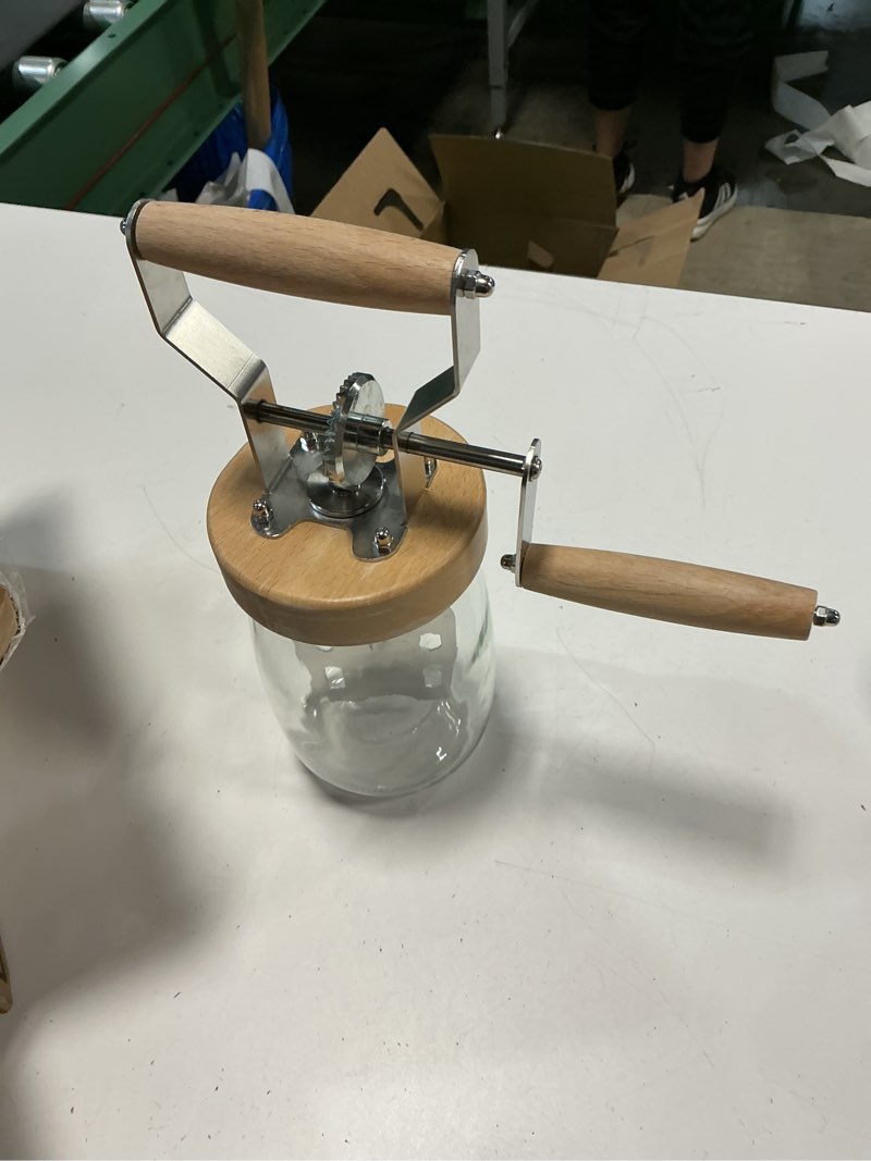 Condition photo showing Good Condition for ( similar ) butter churner – make fresh homemade butter in 10 minutes | glass jar with stainless steel paddle | 32oz hand crank butter maker | easy to use & clean | great for diy & family kitchen fun