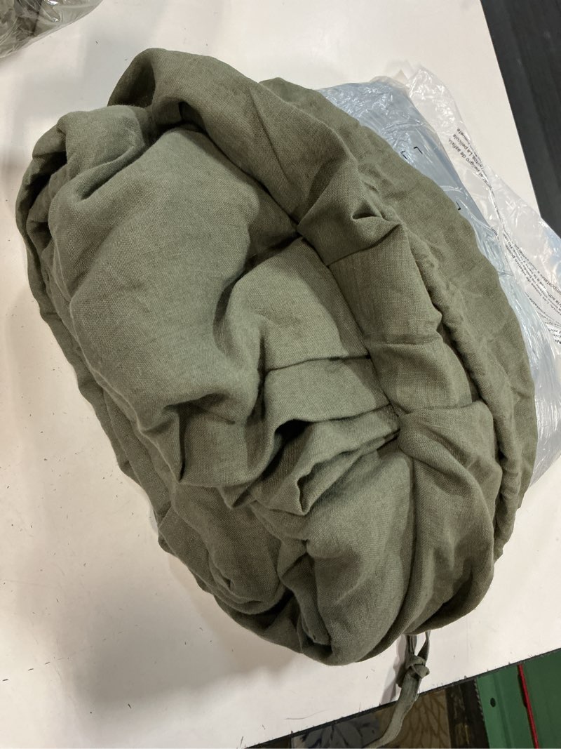 Condition photo showing Good Condition for european linen duvet cover set, full/queen, dusty olive
