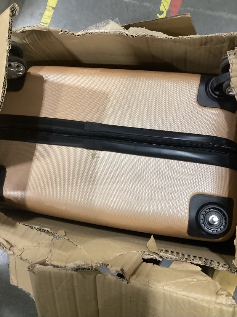 Condition photo showing Good Condition for rockland melbourne hardside expandable spinner wheel luggage, champagne, 2 piece (20"/28") 2 piece (20"/28") champagne