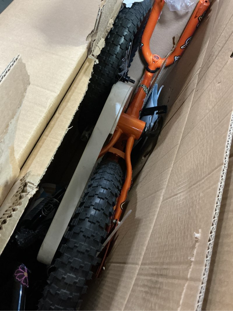 Condition photo showing As Is for Kids Bike with Training Wheels, BMX Bicycle with Pedals for 2-4 Year Old Boys Girls, Birthday Gift Orange 16"