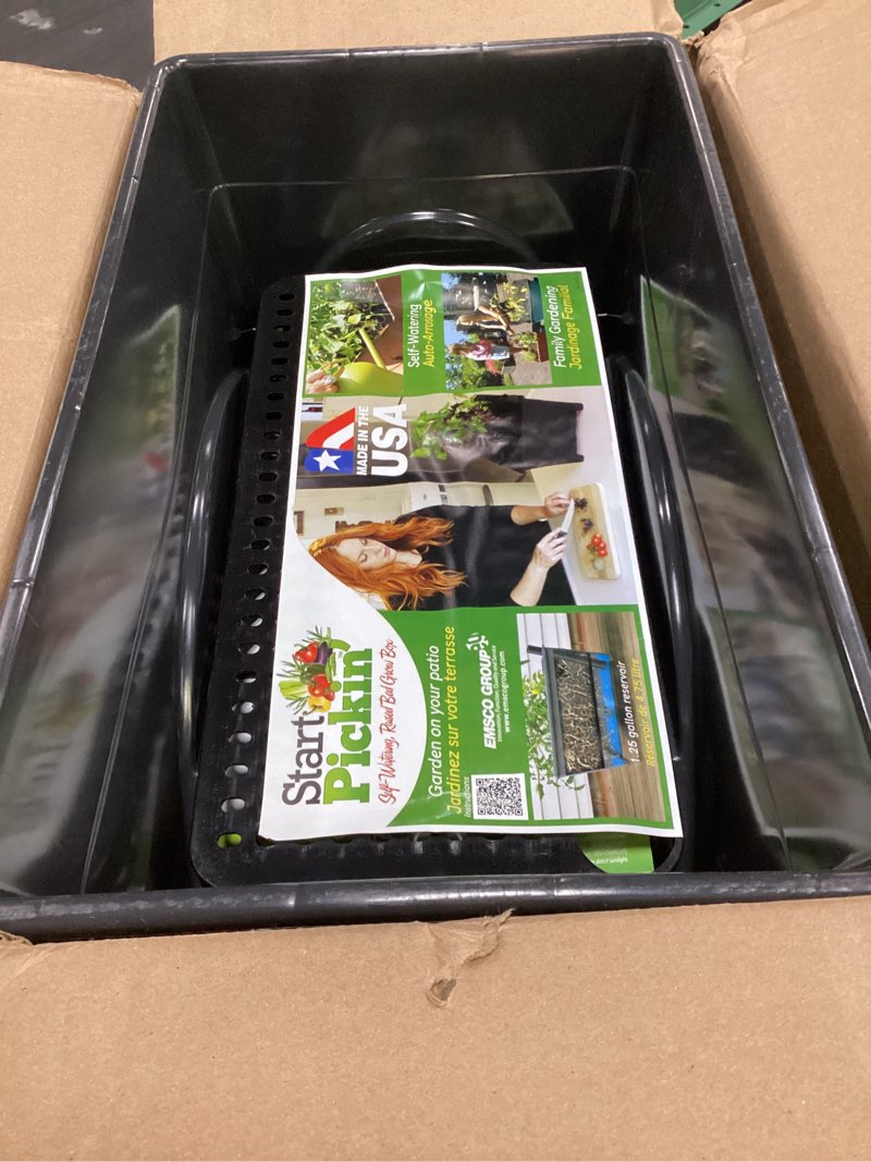 Condition photo showing Good Condition for emsco group start pickin' raised bed grow box – self watering and improved aeration – starter box or small herb garden growing - 10" bed - 12x20 growing area - charcoal charcoal 20"x24" marble