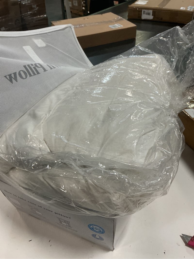 Condition photo showing As Is for lianlam goose feather down pillows, 3-chamber 5 star hotel pillow for side sleeper,-20\"x40\" 2 pack