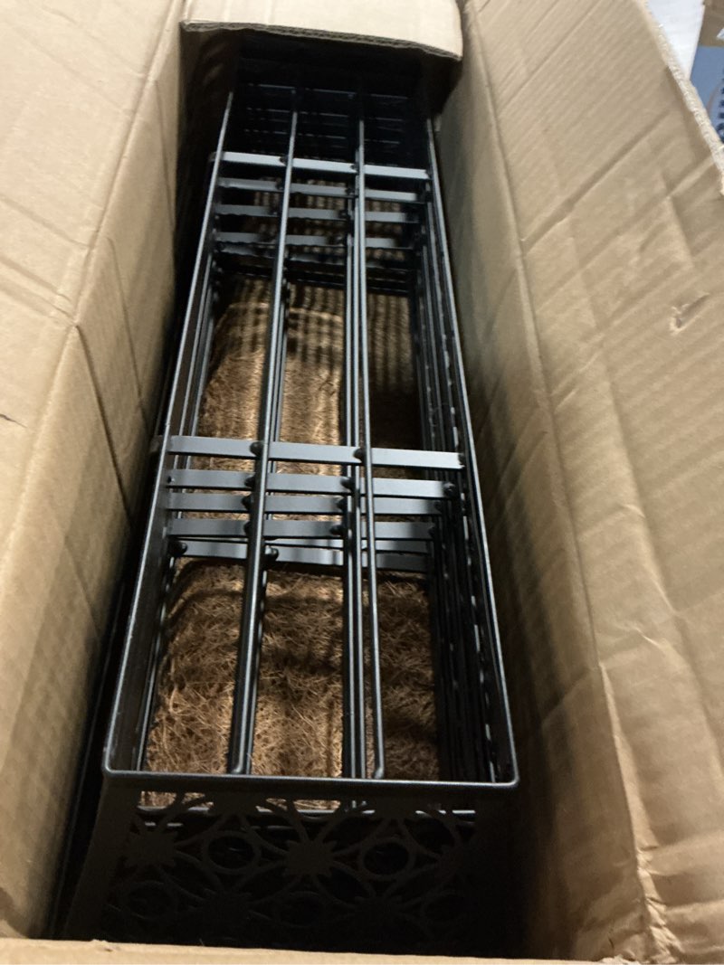 Condition photo showing Good Condition for potchen 6 pack 24 inch railing window boxes planters with coconut liner boxes metal black hanging flower planter window basket for indoor outdoor lawn