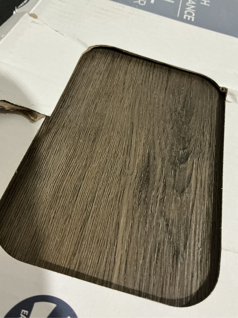Condition photo showing As Is for style selections brunette oak 12-mil x 7-in w x 48-in l waterproof click lock luxury vinyl plank flooring
