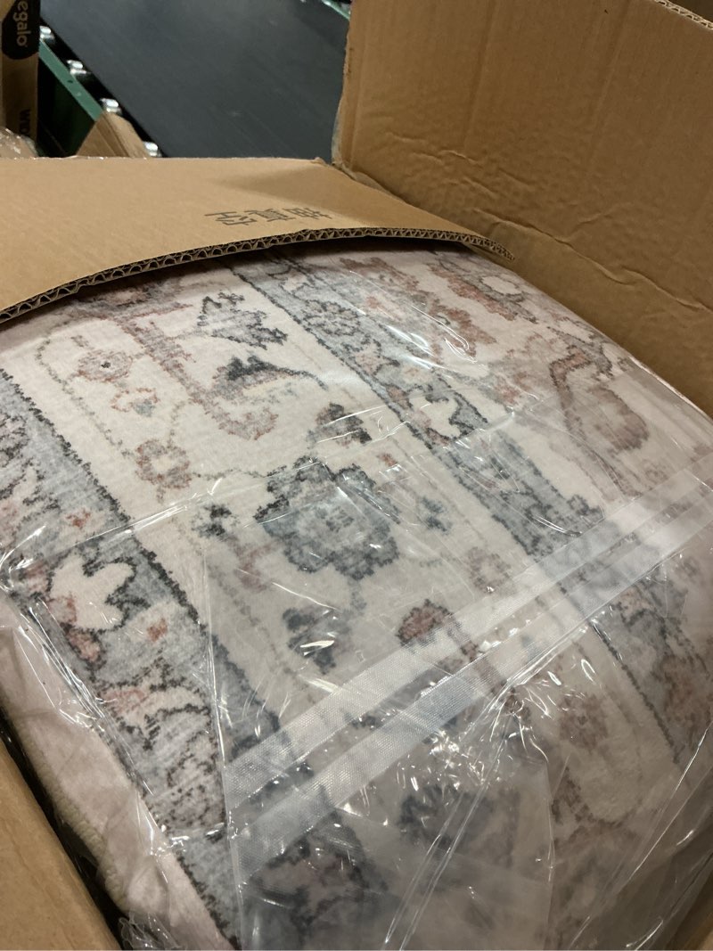 Condition photo showing Good Condition for witshock 10x12 living room area rugs, vintage washable rugs non-slip large carpet for bedroom office dining room kitchen, soft thin stain resistant retro floral rug, camel/beige camel 10' x 12' (rectangular)