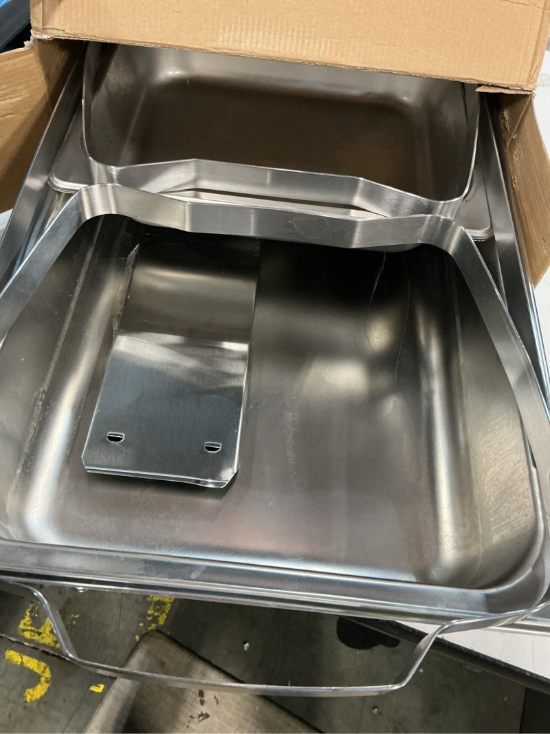 Condition photo showing As Is for sterno buffet kit foldable chafing dish buffet set - chafing dishes for buffet & catering food warmers - catering supplies & food warming trays for buffet party - 8-piece chafing dish set