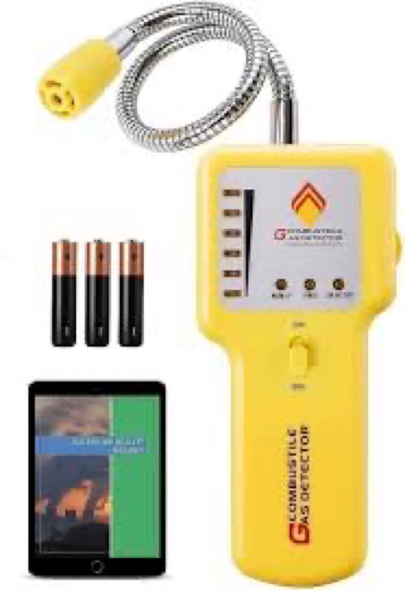 Y201 Propane and Natural Gas Leak Detector; Portable Gas Sniffer to Locate Gas Leaks of Combustible Gases Like Methane, LPG, LNG, Fuel, Sewer Gas; w/ Flexible Sensor Neck, Sound & LED Alarm, eBook