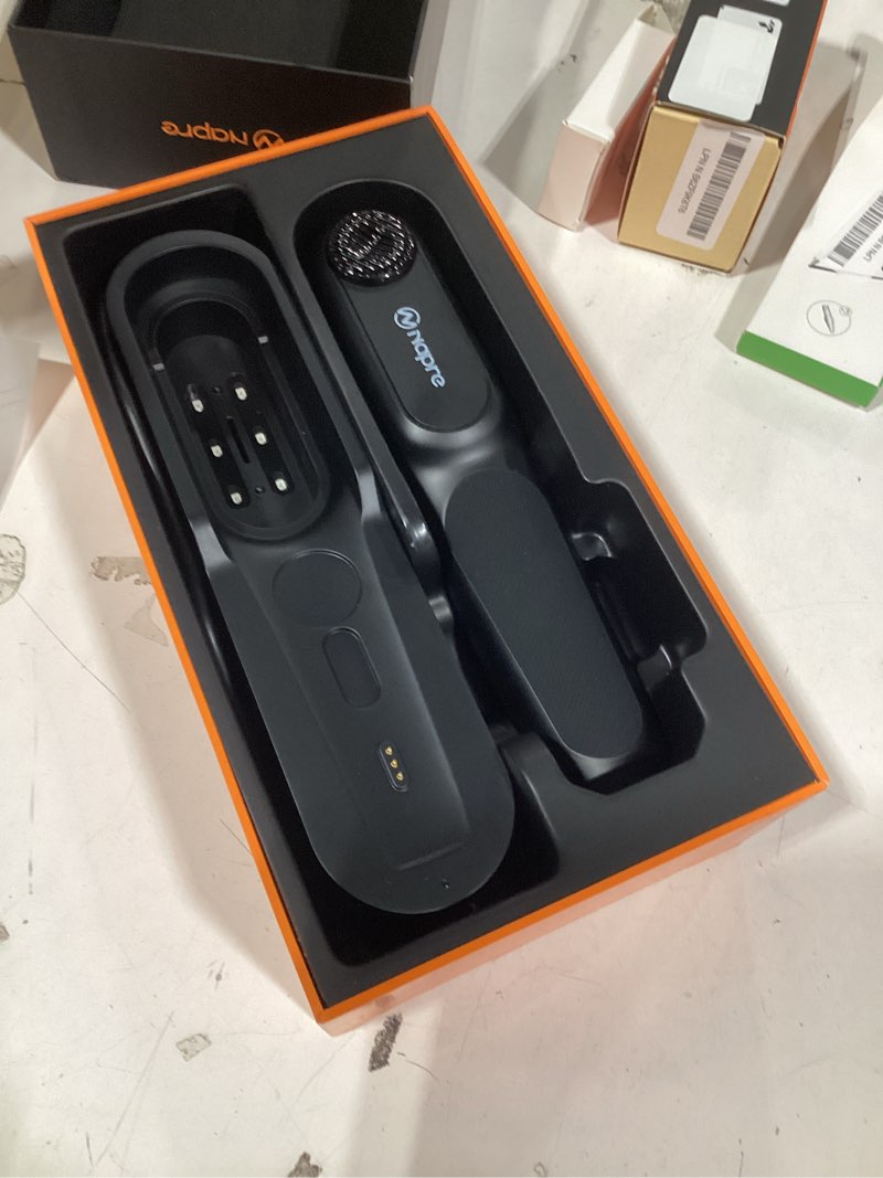 Condition photo showing Good Condition for Similar product not like stock photo NAPRE Electric Scalp Massager,Head & Hair Massager Scalp Stress Relax,Cordless Handheld Muscle Massager with Horizontal Vibration for Face,Neck,Shoulder & Body,with Charging Dock