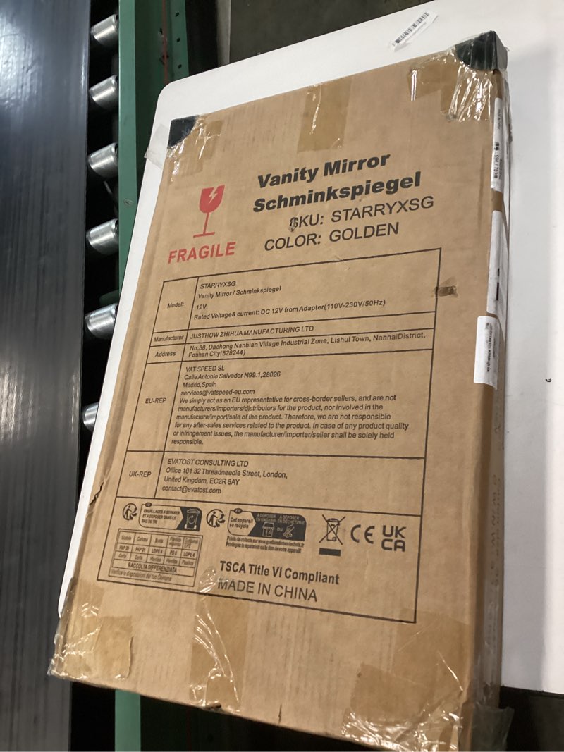 Condition photo showing New/Like New for LUXFURNI Vanity Mirror with Lights, 20.5" L x 13" W Arched LED Makeup Mirror, Lighted Makeup Mirror with Lights, Smart Touch Control Dimmable 3 Modes Light, Gold Champagne Gold 20.5"L x 13"W