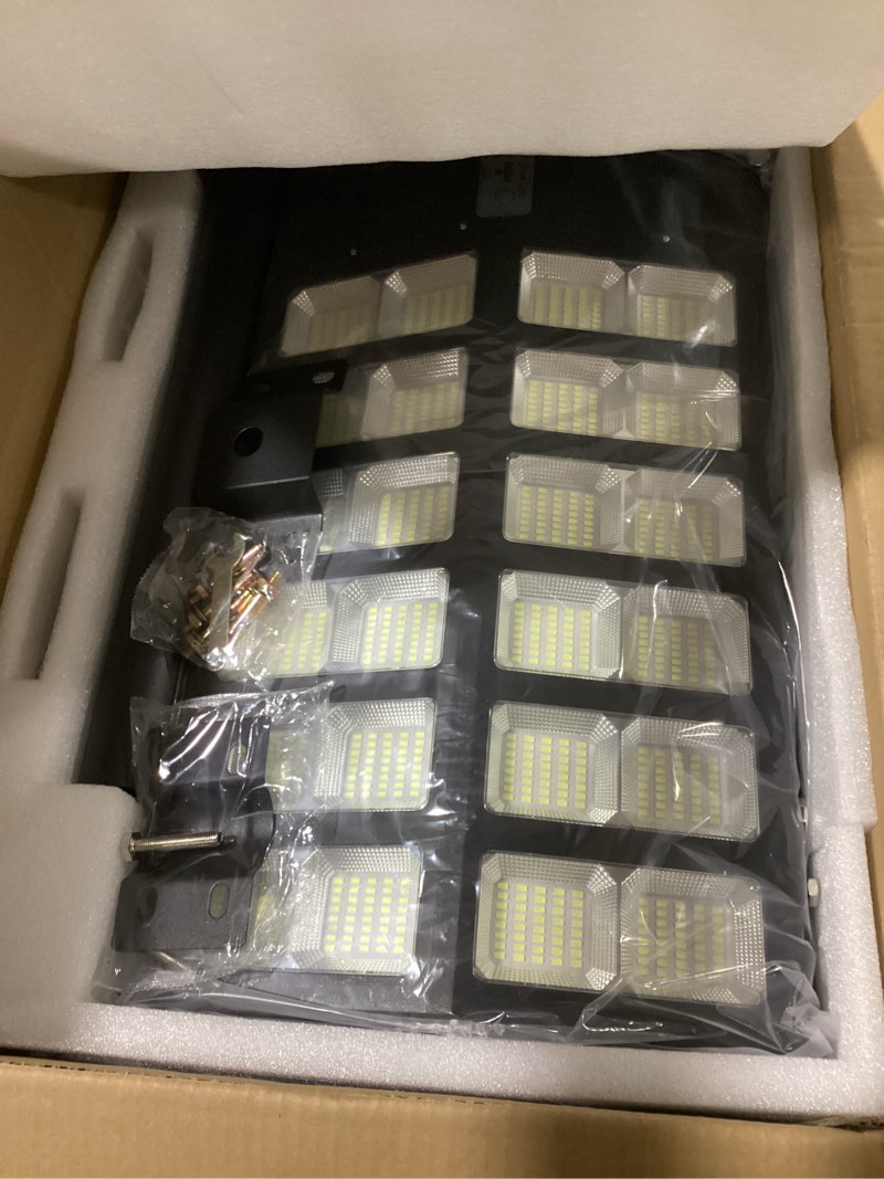 Condition photo showing As Is for deepn 8000w solar street light, 480000 lumens dusk to dawn led flood lights outdoor motion sensor, ip66 waterproof commercial grade solar outdoor lights with remote control for parking lot 1