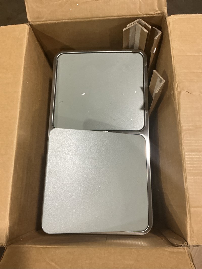 Condition photo showing Good Condition for songmics trash can, 2 x 8 gallon (2 x 30 l) garbage can for kitchen, with 15 trash bags, 2 compartments, plastic inner buckets and hinged lids, airtight, white and gray ultb60wt white + gray 2 x 8 gallon