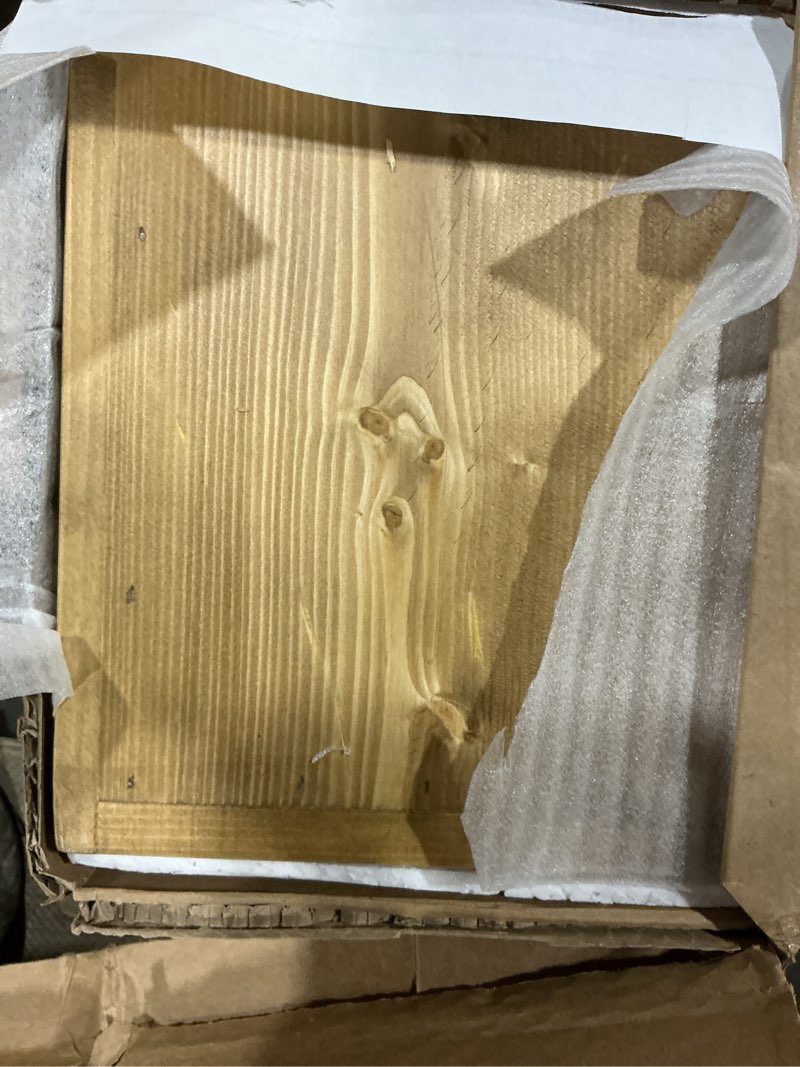 Condition photo showing As Is for 72" Fireplace Mantel, 5'' Thick Handmade Hollow Solid Wood Wall Long Floating Shelf with Invisible Wood Brackets, Black 72x5x8-hollow Black