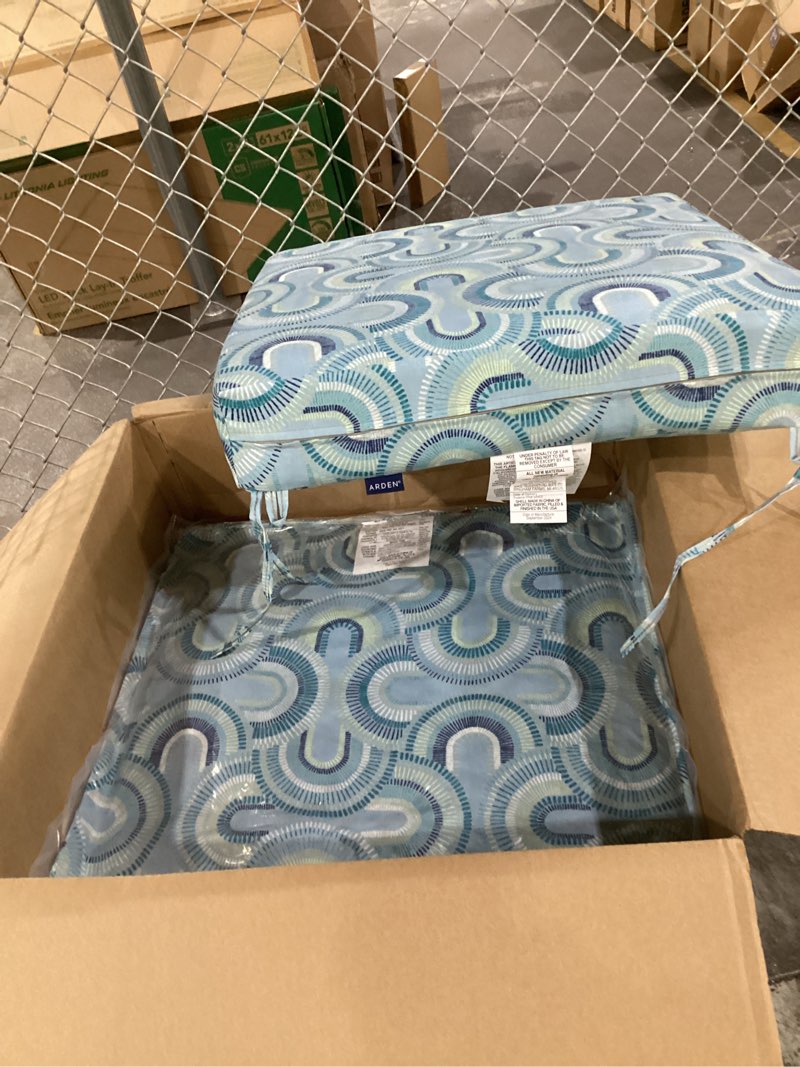 Arden Selections Outdoor Dining Chair Cushion 20 x 20, Coastal Blue Geometric