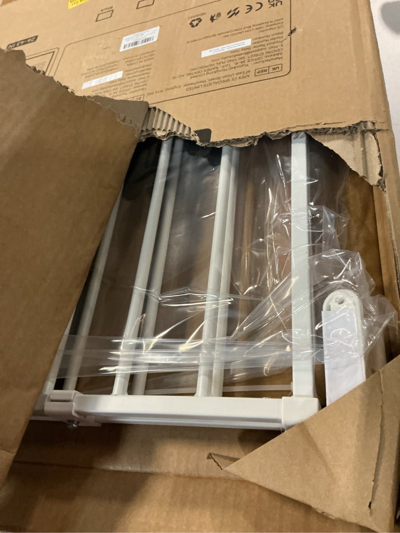 Condition photo showing Good Condition for Babelio Baby Gate for Stairs, Kitchen & Doorways, 26-43" W 28" H No Bottom Bar| Easy Installation| One-Handed Operation| Auto-Close| Hardware Mount (Drill Needed) Safety Dog/Pet Gate Indoor (White)