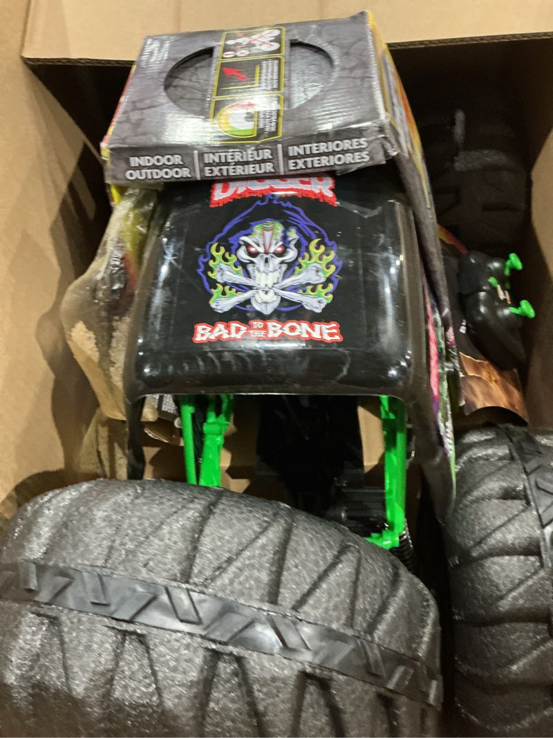 Condition photo showing As Is for monster jam, official mega grave digger all-terrain remote control monster truck, over 2 ft. tall, 1:6 scale, kids toys for boys and girls ages 4 and up mega grave digger (v2)