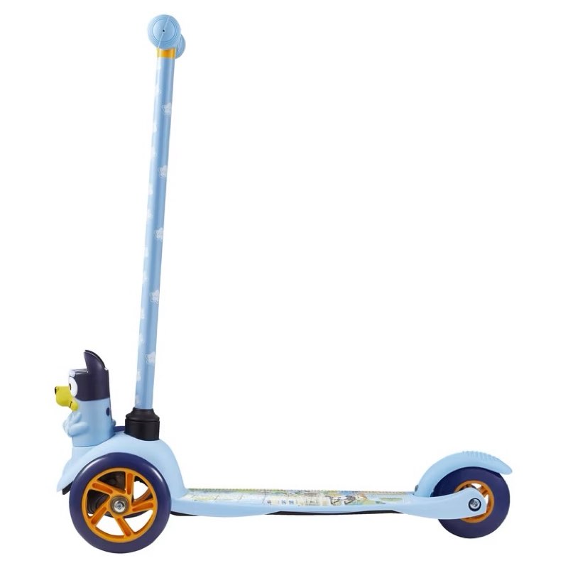 Bluey Ride-N-Glide Buddies 3D Toddler Scooter, 3 Wheel Kick Scooter for Kids Ages 3+, Blue  