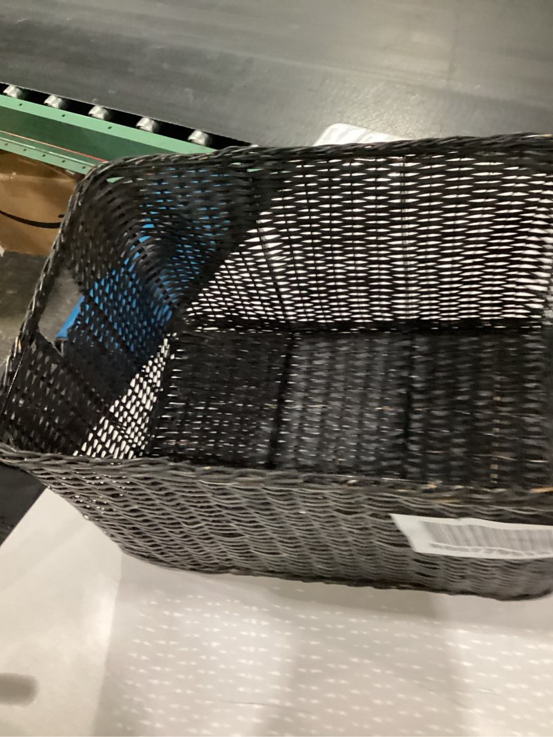 Condition photo showing Good Condition for xl washed woven rattan crate black - brightroom™: decorative storage basket, rectangle, air dry, 22"x15"x13.25"