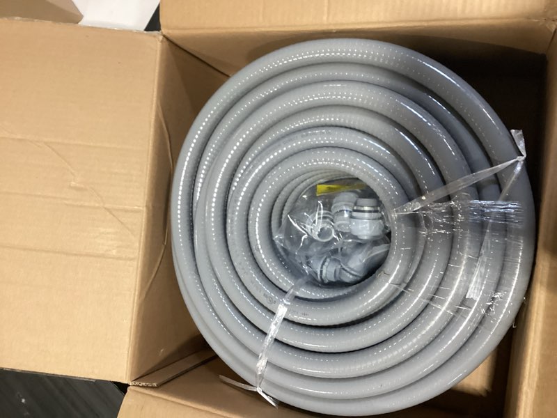 Condition photo showing New/Like New for Liquid-Tight Conduit 100 ft and 10 Pieces of Connector Kit, Electrical Conduit 3/4 100ft w/UL Certification, Flexible Conduit with 5 Straight and 5 90-Degree Conduit Connector Fittings 3/4inch 100ft