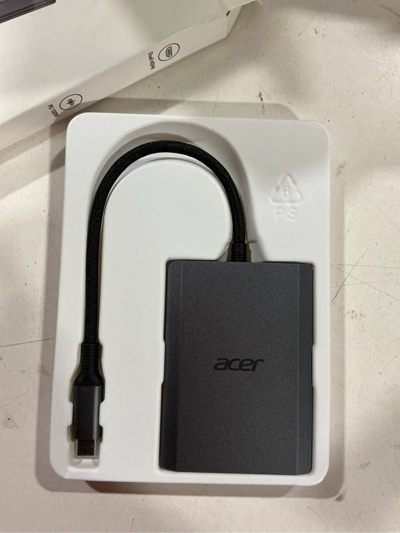 Condition photo showing Good Condition for acer 4-in-1 usb c hub, type c to dual hdmi adapter 4k@60hz, hdmi splitter for dual monitors with 100w pd port, usb 3.0, dual monitor adapter for usb c devices with dp alt mode (0.65ft)