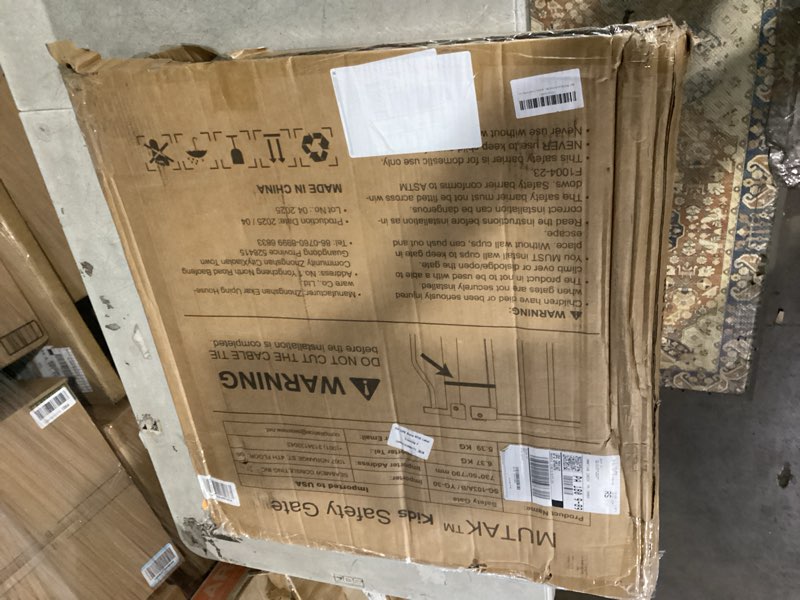 Condition photo showing As Is for safety 1st easy install walk thru baby gate for doorway with door, dog gates, fits 29"-38", easy install 28" tall, white 1-pack 29" to 38" wide x 28" tall white