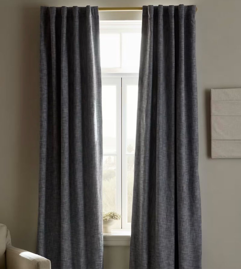 textured cotton room darkening curtain, blue, 48x96 (1 panel only)