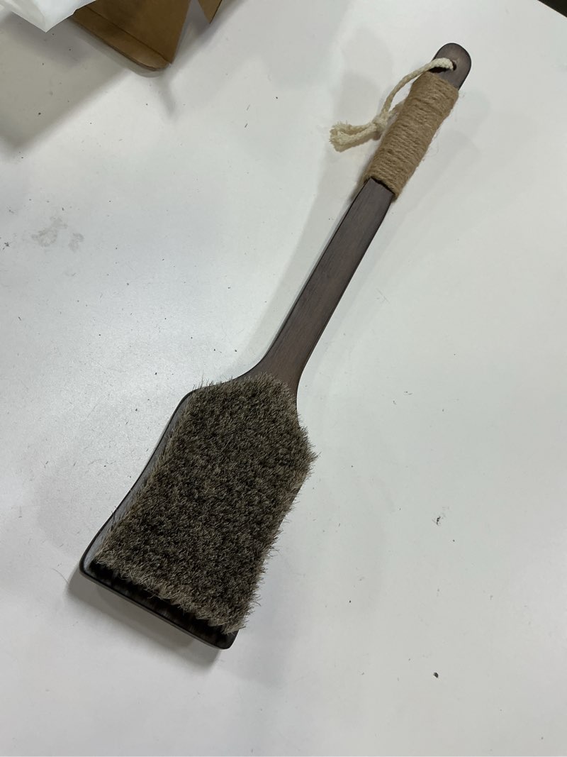 Condition photo showing As Is for Back Scrubber Shower Brush,Dry Brushing Body Brush with 17.7 Inch Curved Long Handle, Natural Bristles for Lymphatic Drainage, Soft & Stiff Bristles Available (Medium-Soft Horsehair)
