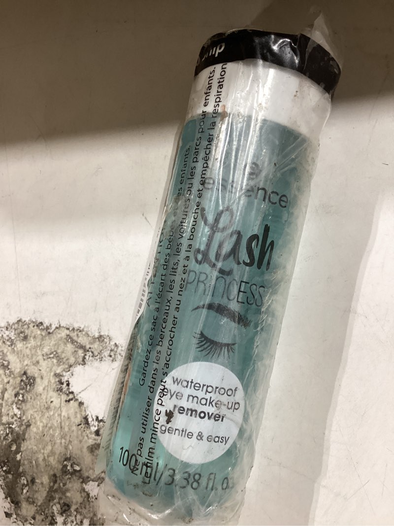 Condition photo showing As Is for essence | remove like a boss waterproof eye & face make-up remover | bi-phase, gentle & caring, easy to remove | vegan & cruelty free | free from parabens, & microplastic particles
