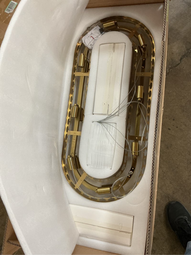 Condition photo showing New/Like New for LumaVibe Modern Crystal Chandeliers, Luxury Rectangular 2 Tiers K9 Crystal Chandelier, 16-Light Brass