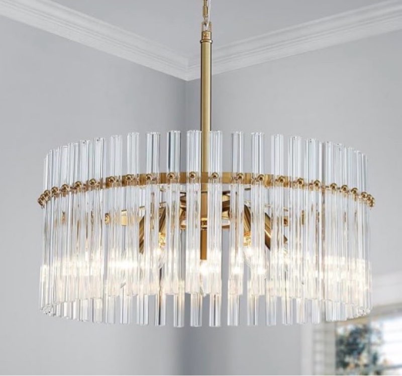 Shrine Modern K9 Crystal Chandelier with 5 Lights,Contemporary Elegant Pendant Ceiling Lighting Fixture for Dining Room,Bedroom,Living Room, D19 x H19 with Adjustable Chain, gold