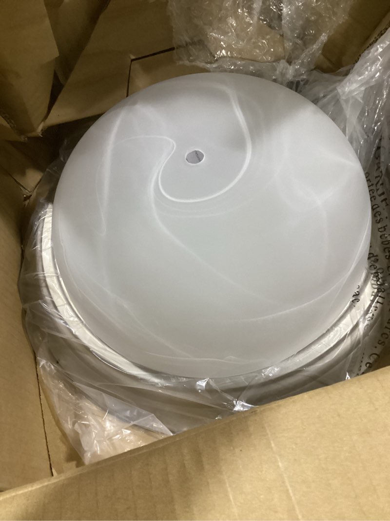 Condition photo showing As Is for (incomplete) kichler 2-light flush mount ceiling lighting in brushed nickle with alabaster glass for bedroom, living room, kitchen and hallway, (13.25\" dia x 5.25\" h) 30 watts, 8109ni 13.25\" transitional