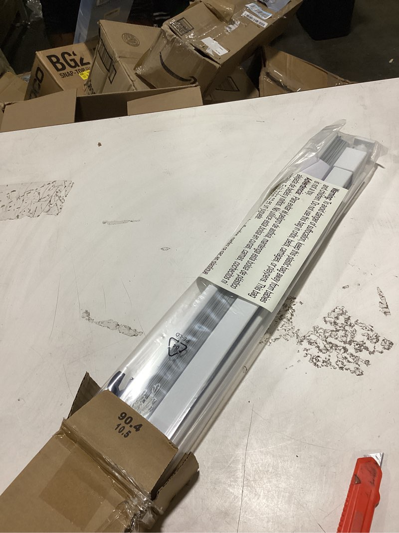 Condition photo showing As Is for lazblinds no tools-no drill 1" aluminum mini blinds, cordless blinds for indoor windows, light filtering horizontal blinds and shades for window size 36'' w x 64'' h, white no drill-white 36'' w x 64'' h