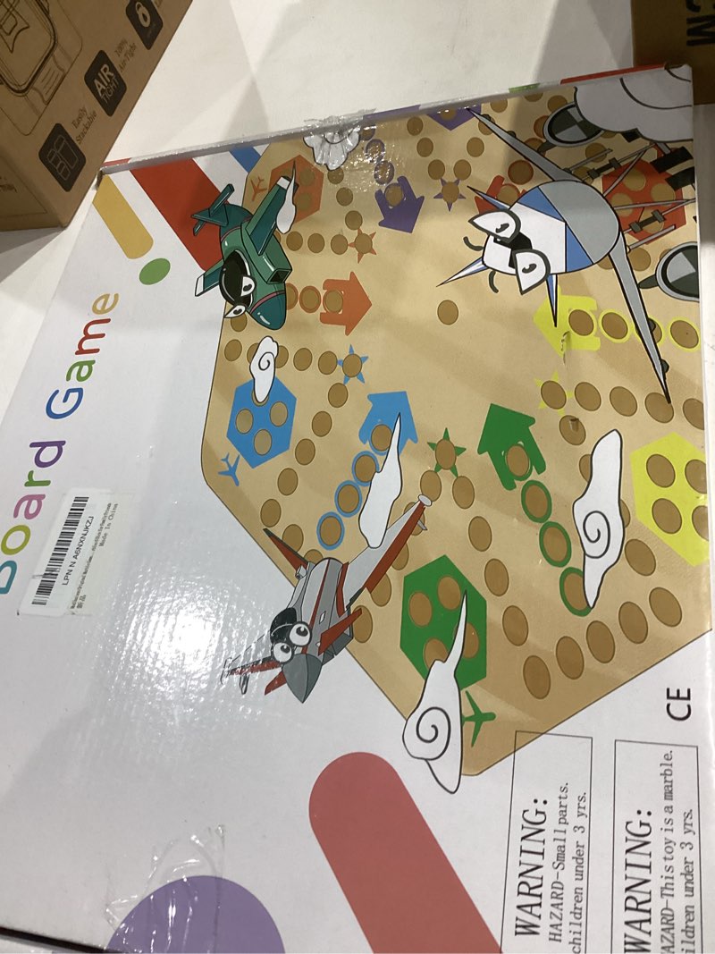 Condition photo showing Good Condition for Original Marble Game Wahoo Board Game Double Sided Painted Wooden Fast Track Board Game for 6 and 4 Players 6 Colors 24 Marbles 6 Dice for Family Friends Small Log