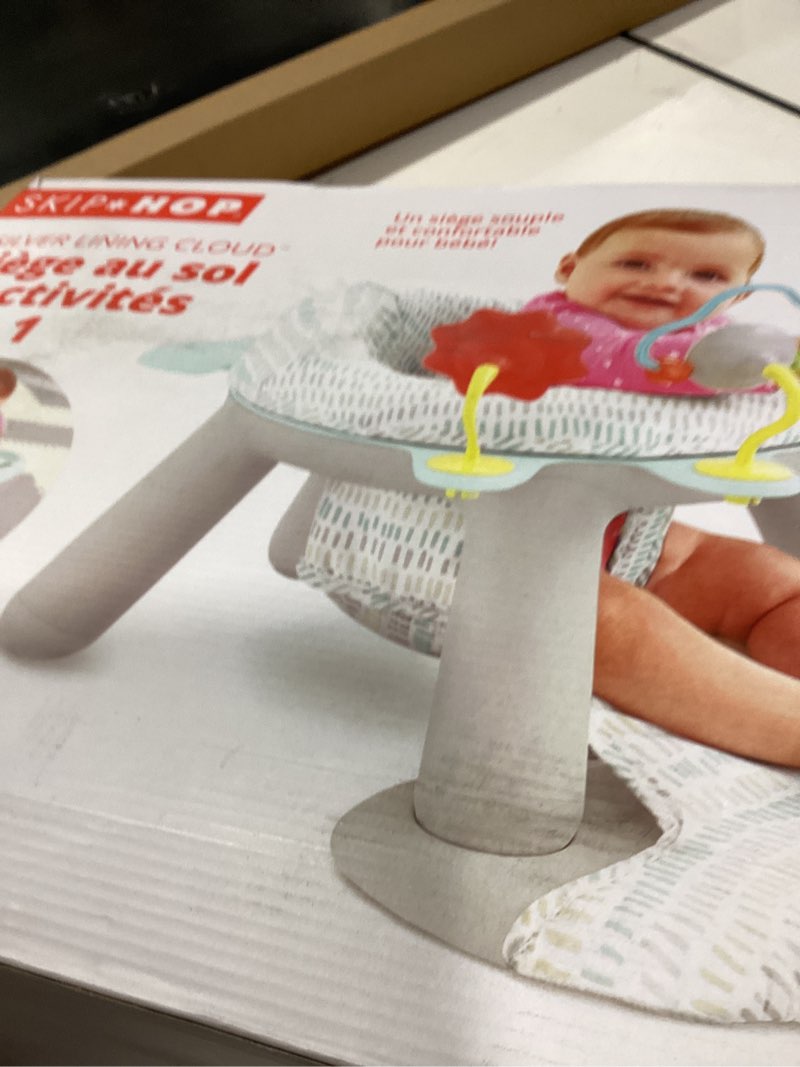 Condition photo showing New/Like New for skip hop 2-in-1 sit-up activity baby chair, silver lining cloud activity chair