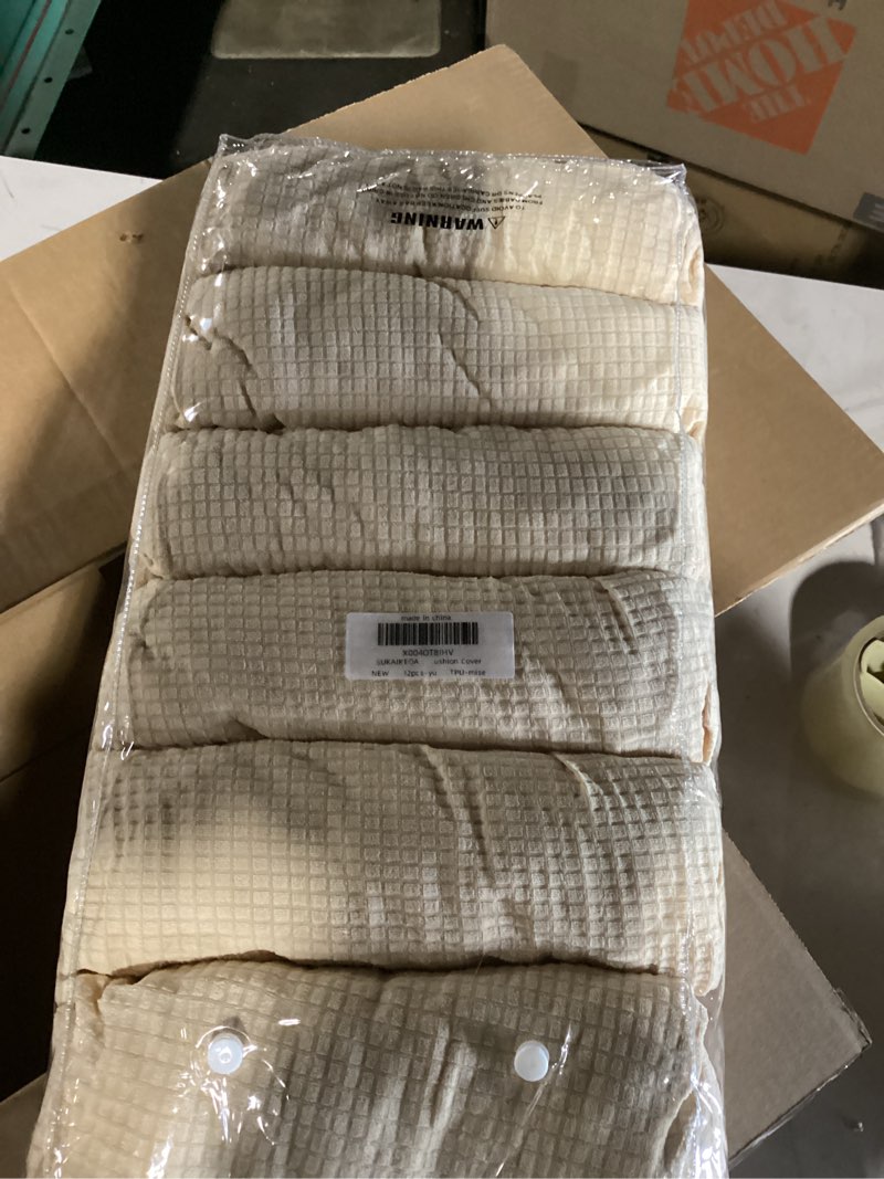 Condition photo showing New/Like New for outdoor cushion covers set,8pcs patio furniture couch seat slipcovers, replacement for sofa sectional chair(cover?only) cream 8pcs-jacquard-tpu