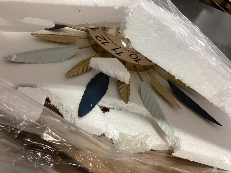 Condition photo showing Good Condition for Lafocuse 23 Inch Silent Large Wall Clock for Living Room Décor, Decorative Mid Century Wall Clock, Sunburst Starburst Wall Clocks Battery Operated, Modern Art Deco Colorful