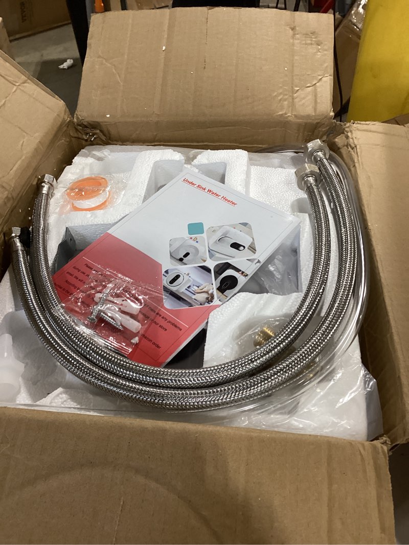 Condition photo showing Good Condition for under sink instant hot water heater,2.5 gallon mini tank water heaters with led display,1500w 120v small water heater 1/2" npt for rv,kitchen,compact design with t&p valve,3-way fitting valve white