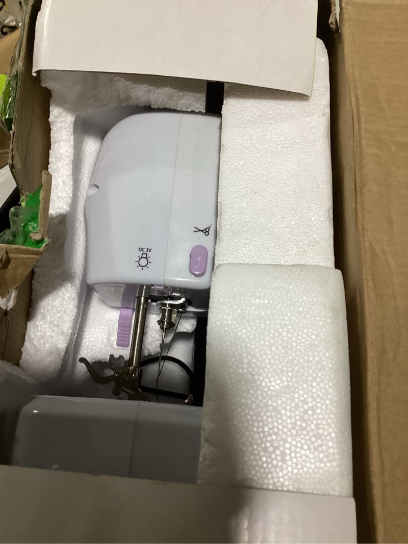 Condition photo showing Good Condition for mini electric sewing machine, bshapplus portable & small sewing machine with12 built-in stitches, foot pedal, night light for beginners, kids, sewing lover, tailor, diy (7-9w) white & purple
